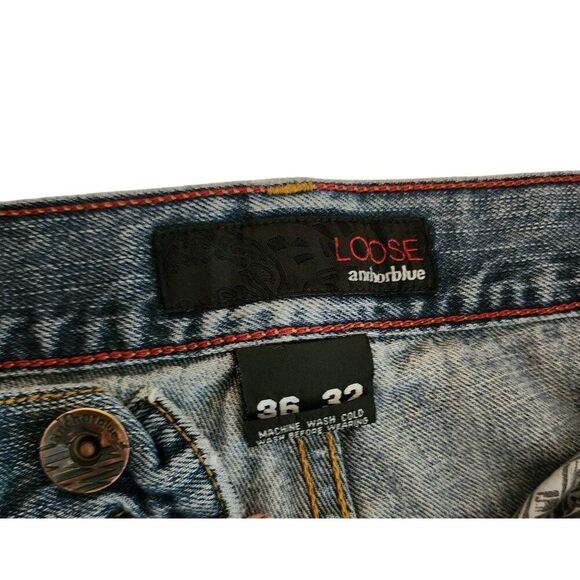 Vintage Y2K Anchor Blue Loose Fit Baggy Jeans Mens Size 36 x 32 Blue Skate - Picture 4 of 7